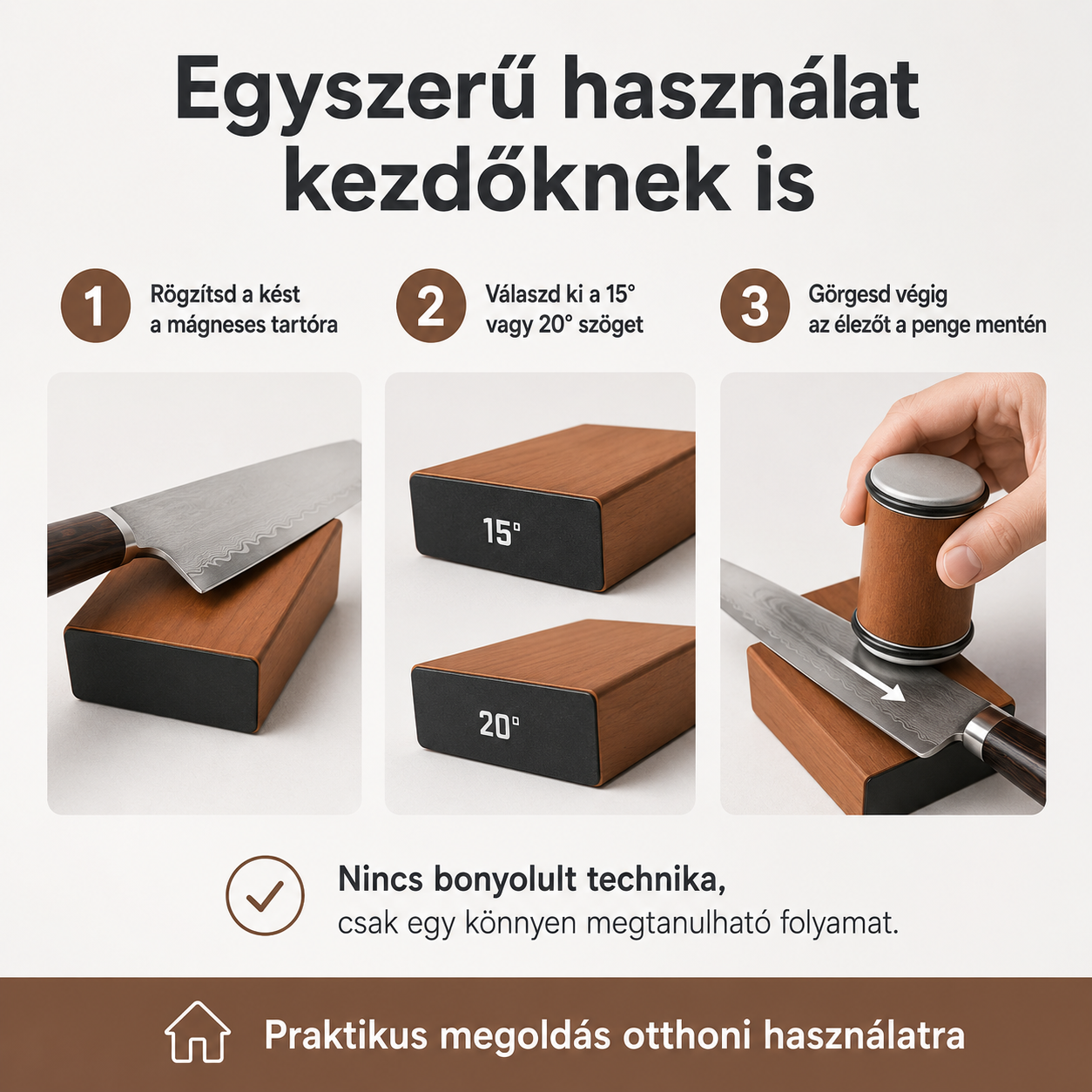 PrimeSharp görgős késélező mágneses szögtartóval