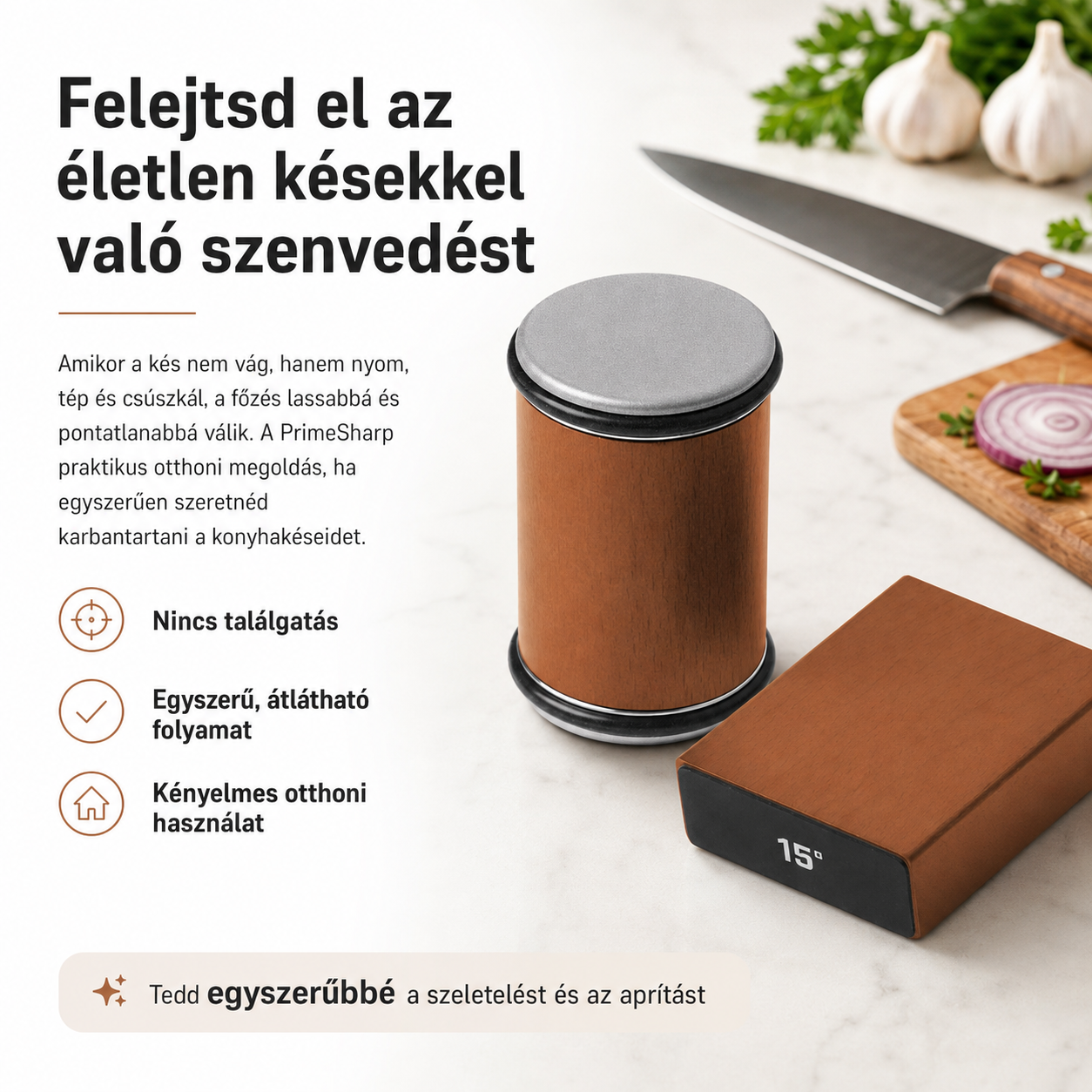PrimeSharp görgős késélező mágneses szögtartóval