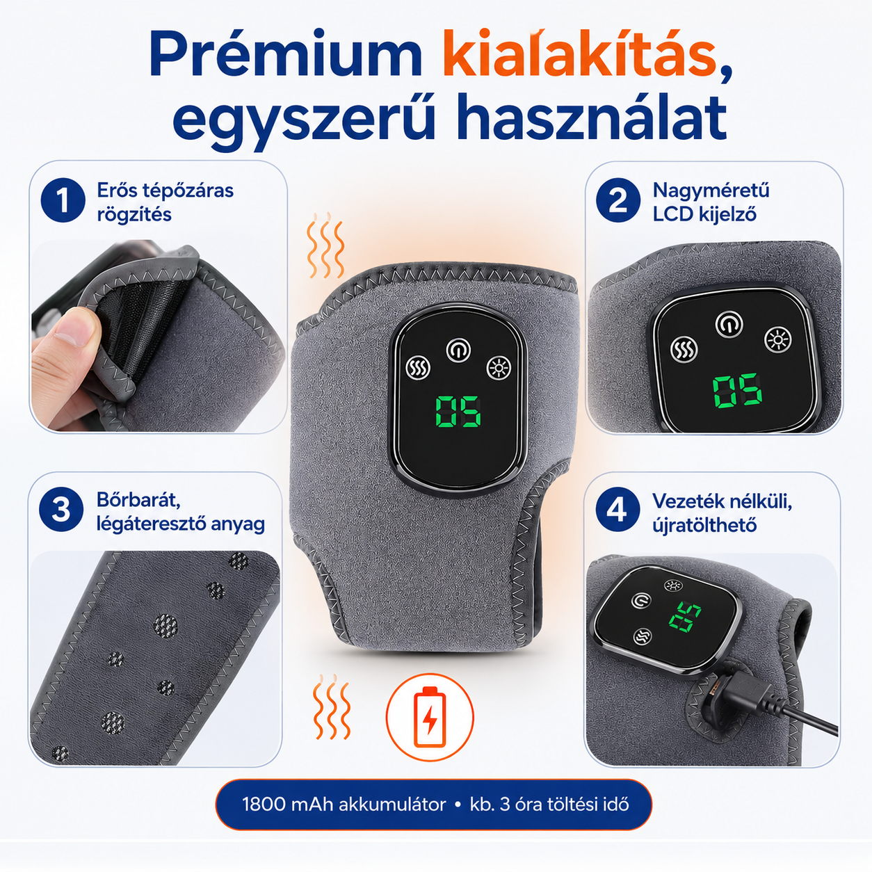 PrimeRelax Fűtős-Vibrációs Bokamasszírozó Pánt